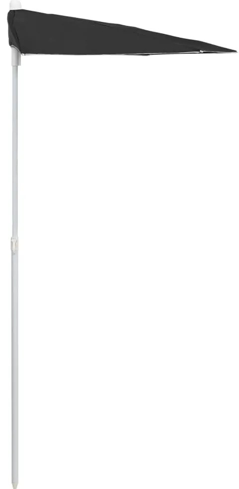 vidaXL Ομπρέλα Κήπου Μισή με Ιστό Μαύρη 180 x 90 εκ.
