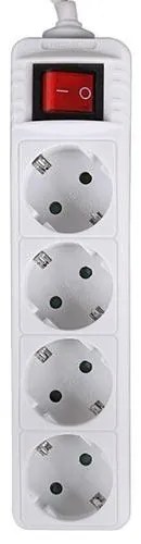 LAMTECH POWER STRIP WITH SWITCH 4 OUTLETS WHITE