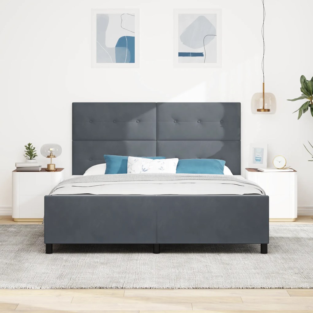 vidaXL Κρεβάτι Σκούρο Γκρι 180x200 εκ. Βελούδο