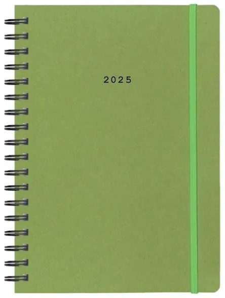 Next ημερολόγιο 2025 Natural ημερήσιο σπιράλ πράσινο με λάστιχο 12x17εκ.  τμχ.