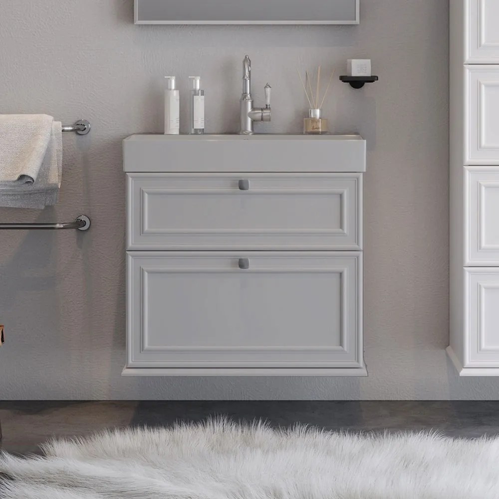 Έπιπλο Μπάνιου Πάγκος Με Νιπτήρα Stella 70 S3BSTE070GRM 70×45,5x70cm Grey Mat Κεραμικό,Mdf