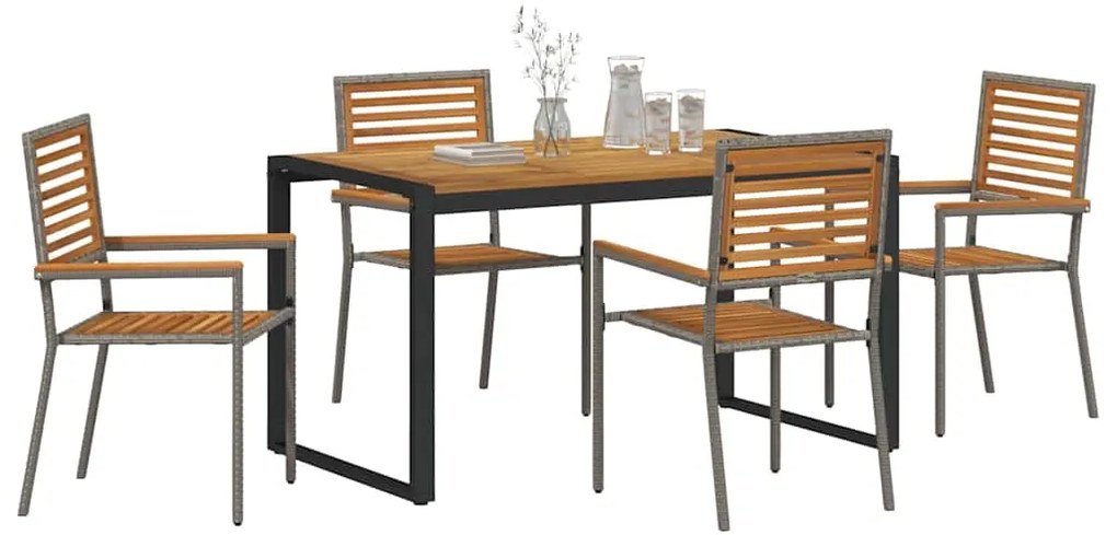 vidaXL Σέτ φαγητού για κήπο 5 pcs Γκρι, Ξύλο 140 x 80 x 75 cm