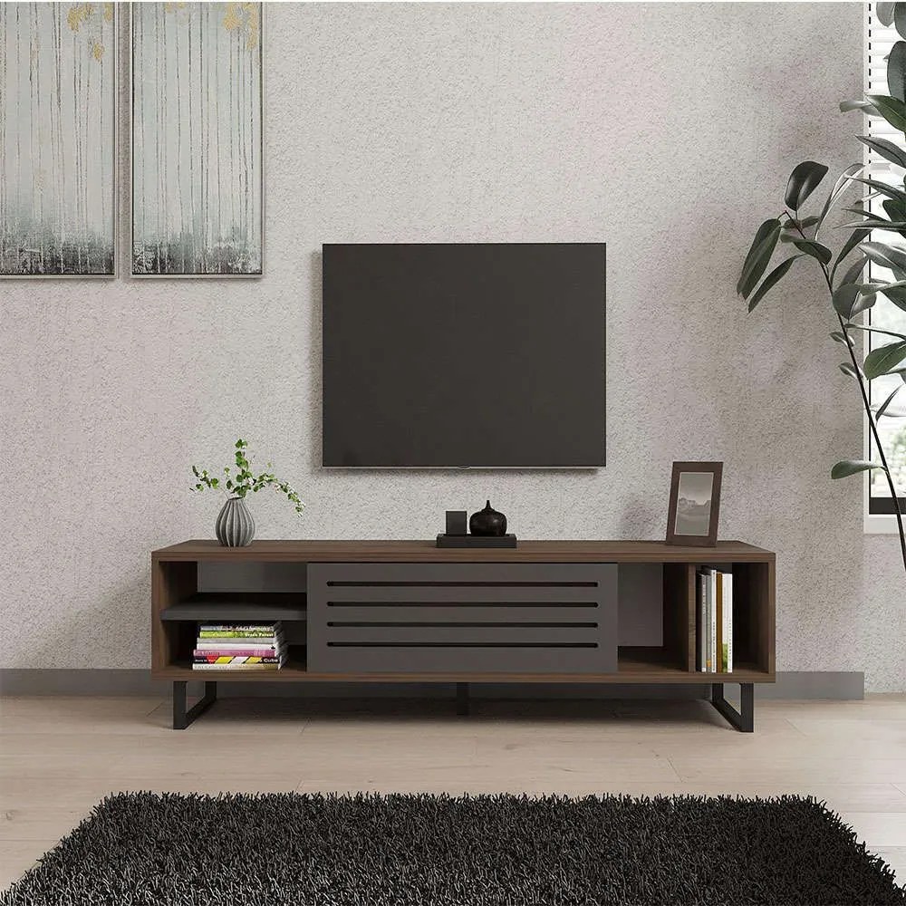 Έπιπλο Τηλεόρασης 835PUQ3076 160x40x35cm Walnut-Anthracite