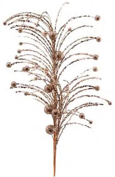 Vetur Κλαδί Με Glitter L104cm Και Μπαλίτσες Σαμπανιζέ-Χρυσαφί 13676