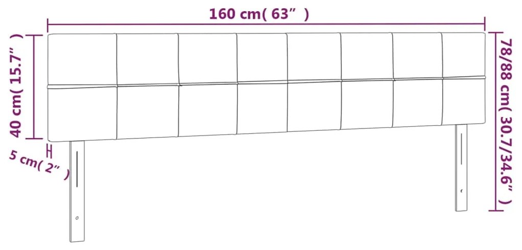 Κεφαλάρια Κρεβατιού 2 τεμ. Σκ. Γκρι 80 x 5 x 78/88εκ. Βελούδο - Γκρι