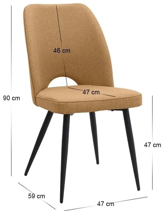 Σετ τραπεζαρία 5τμχ Roger - Christy Megapap Mdf - ύφασμα χρώμα μαύρο εφέ μαρμάρου - μουσταρδί 120x70x75εκ.