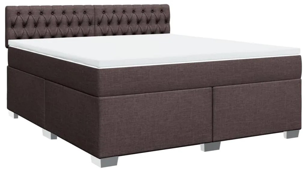 vidaXL Κρεβάτι Boxspring με Στρώμα Σκούρο Καφέ 180x200 εκ Υφασμάτινο