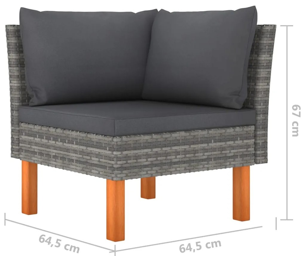 vidaXL Σαλόνι Κήπου 7 Τεμαχίων Γκρι από Συνθετικό Ρατάν με Μαξιλάρια