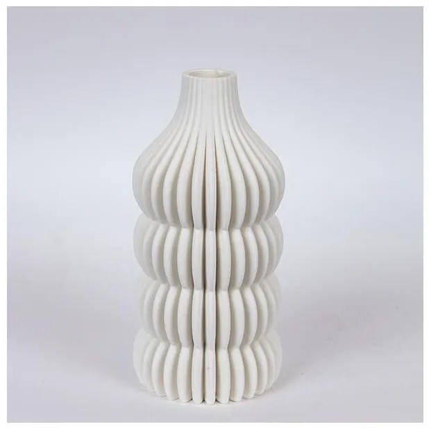 Βάζο Πορσελάνινο 3d Λευκό 12x12x25cm 752-21097 Estheti-752-21097-Λευκό 752-21097
