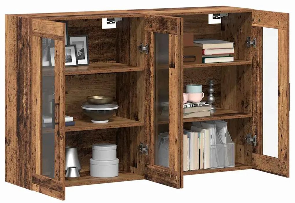 vidaXL Ντουλάπια Τοίχου 2 pcs Παλαιό ξύλο 69.5 x 34 x 90 εκ.