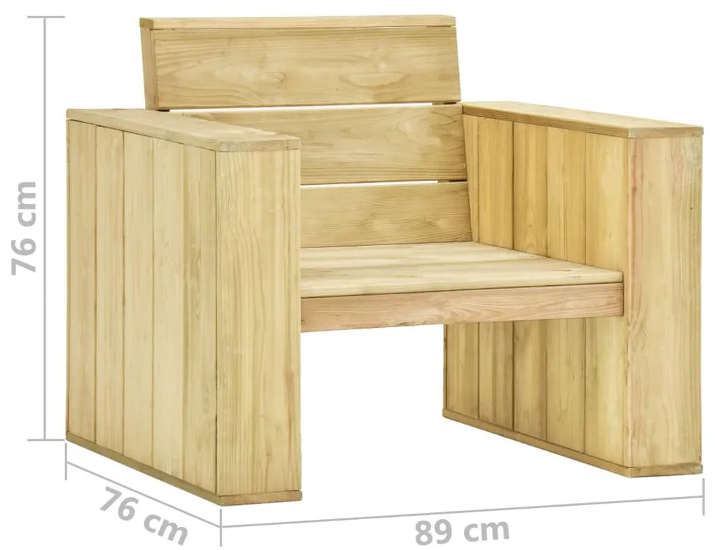 vidaXL Καρέκλες Κήπου 2 τεμ. 89 x 76 x 76 εκ. Εμποτισμένο Ξύλο Πεύκου