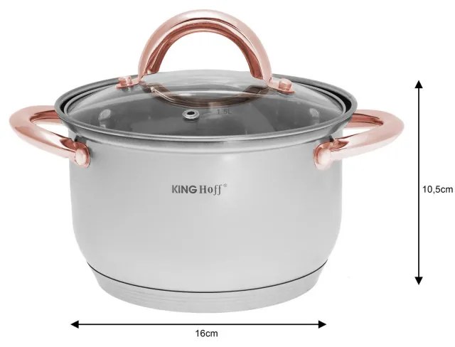 Σετ κατσαρόλες και τηγάνια Kinghoff KH 1765, 12 h, επαγωγή, Inox/ροζ χρυσό