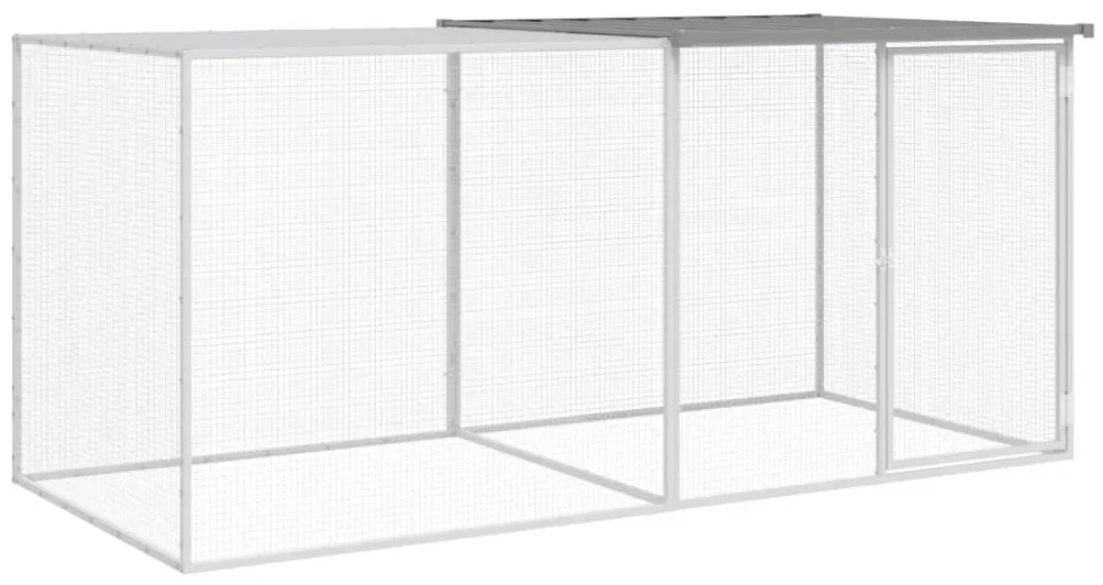 vidaXL Κοτέτσι - Κλουβί με Στέγη Αν. Γκρι 203x98x90 εκ. Γαλβαν. Ατσάλι