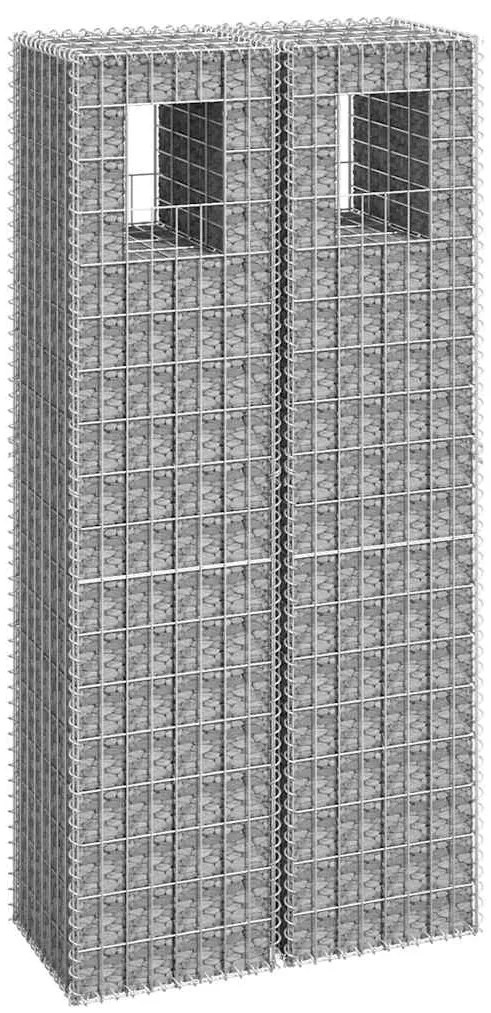 vidaXL Συρματοκιβώτια Στύλοι 2 τεμ. 40 x 40 x 180 εκ. Σιδερένιοι