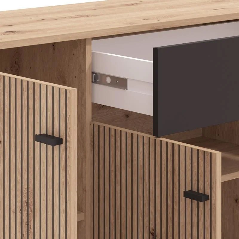 Μπουφές Avignon 170 4K1F4V Artisan oak - Μαύρο 170x40x90εκ. 170x40x90 εκ.