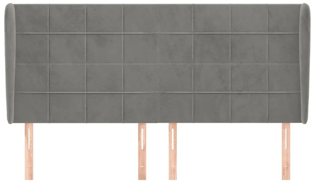 Κεφαλάρι με Πτερύγια Ανοιχτό Γκρι 183x23x118/128 εκ. Βελούδινο 3118016