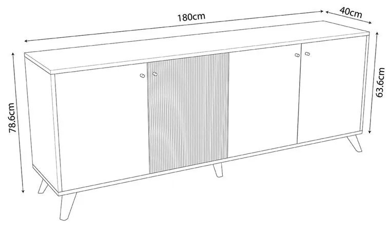 Μπουφές Flipter μελαμίνης oak-μαύρο 180x40x78,6εκ 180x40x78.6 εκ.