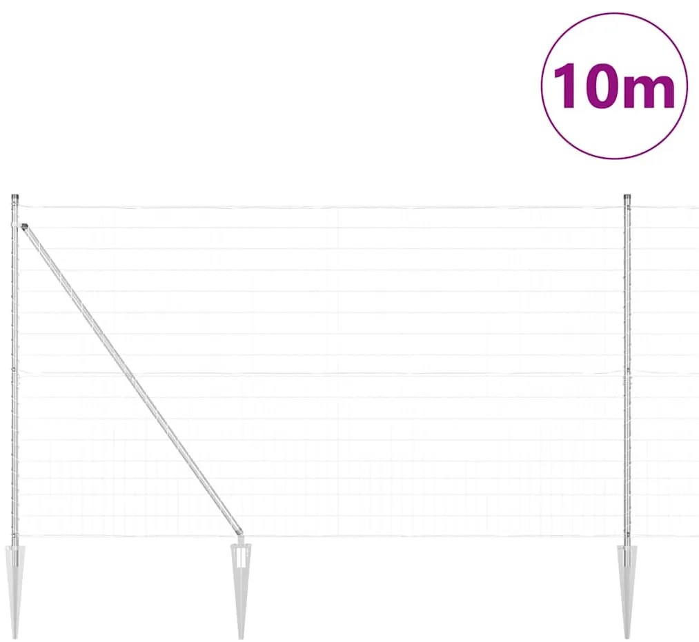 vidaXL Τεντώτο με στήριγμα Ασημί 1,6 x 10 m Ατσάλι