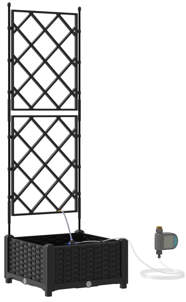 vidaXL Γλάστρες Κήπου 1 τεμ Καφασωτό Μαύρο 40 x 40 x 126 cm Πλαστικό