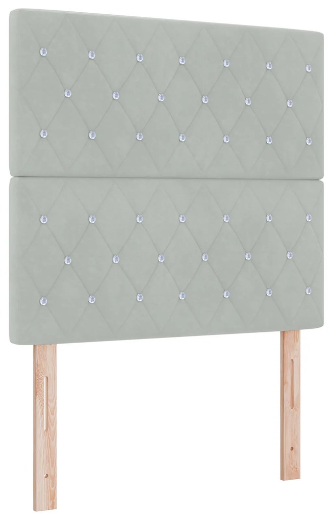 vidaXL Κρεβάτι Box Spring με Στρώμα & Φωτισμό LED Γκρι 90x190 εκ Βελούδο
