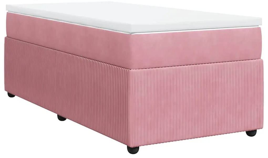 vidaXL Κρεβάτι Boxspring με Στρώμα Ροζ 100x200 εκ. Βελούδινο