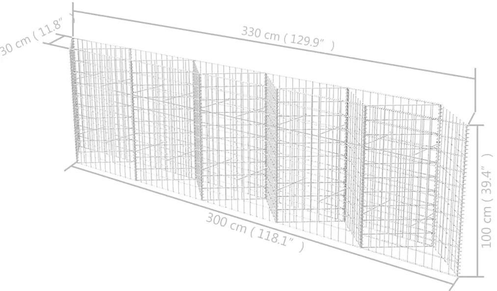 vidaXL Συρματοκιβώτιο 300 x 30 x 100 εκ. από Γαλβανισμένο Χάλυβα