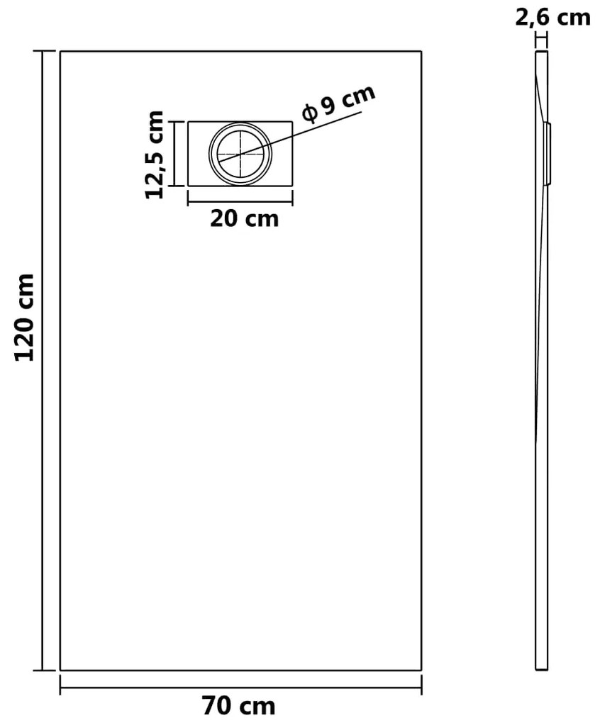 Βάση Ντουζιέρας Λευκή 120 x 70 εκ. από SMC - Λευκό