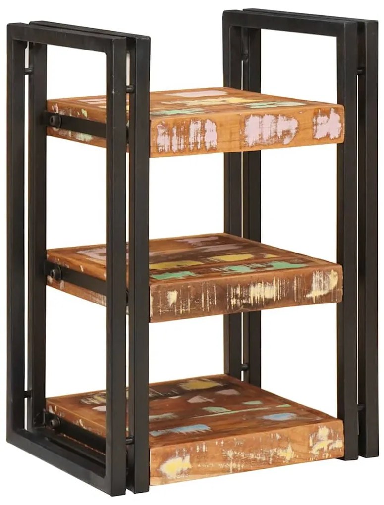 vidaXL Κομοδίνο Καφέ και μαύρο 38 x 33 x 58 εκ. Ανακτημένο Στερεό Ξύλο