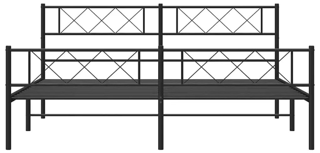 vidaXL Πλαίσιο Κρεβατιού με Κεφαλάρι&Ποδαρικό Μαύρο 193x20 εκ. Μέταλλο