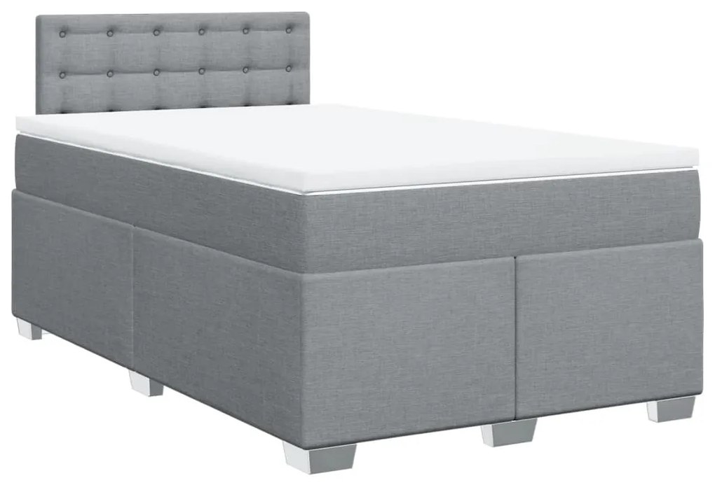 vidaXL Κρεβάτι Boxspring με Στρώμα Ανοιχτό Γκρι 120x190 εκ. Υφασμάτινο