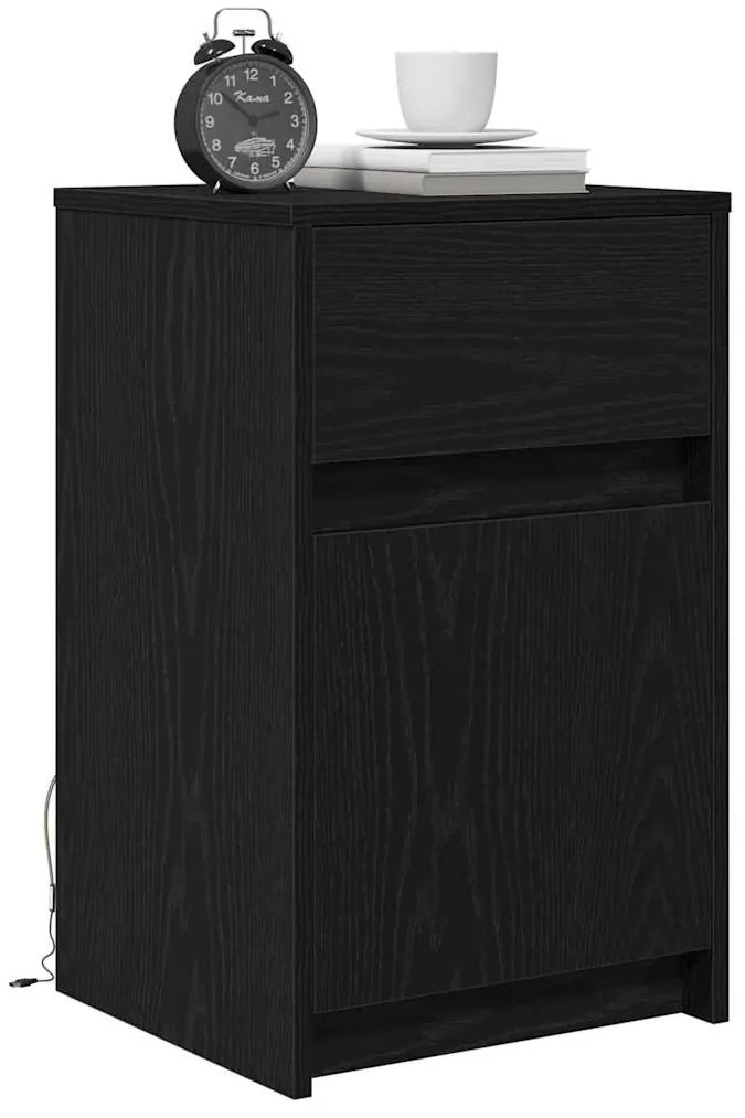 vidaXL LED Κρεβατάκι Ντουλάπα 2 pcs Μαύρη δρυς 38 x 34 x 61 εκ.