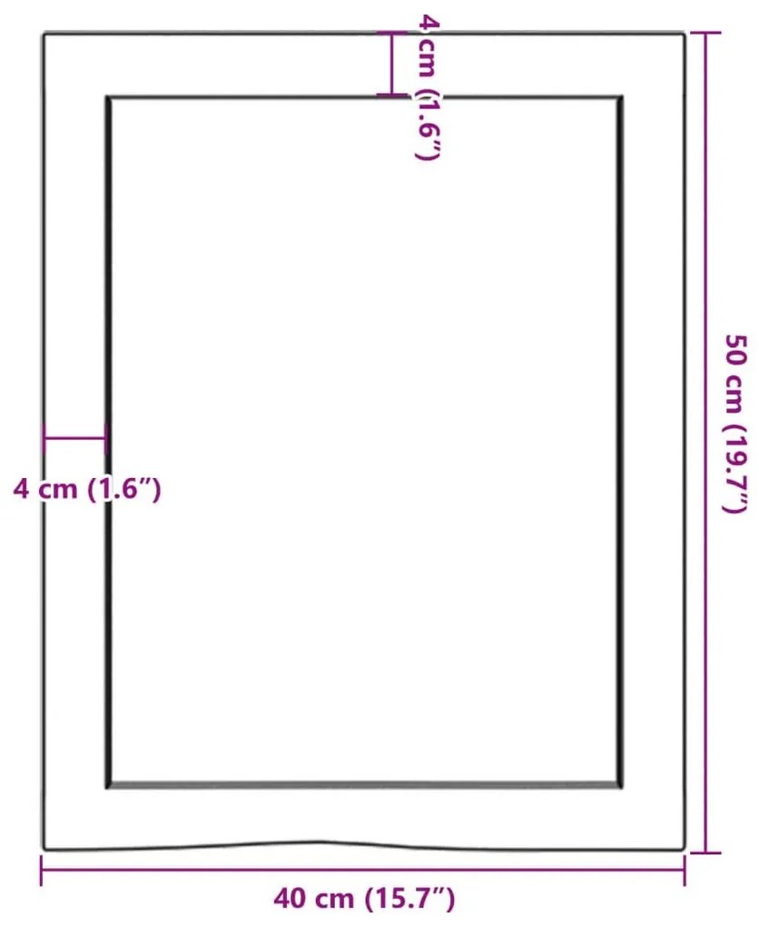 Ράφι Τοίχου Σκούρο Καφέ 40x50x(2-6) εκ. Επεξ. Μασίφ Ξύλο Δρυός - Καφέ