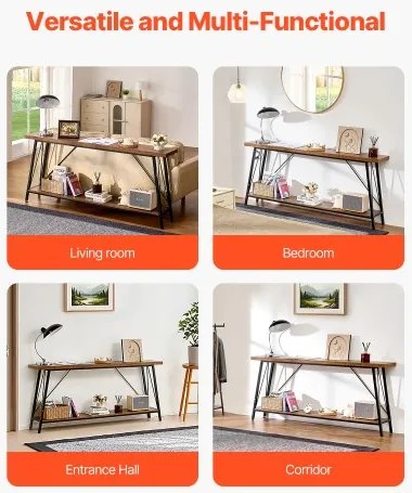 VEVOR Narrow Console Sofa Table Couch Table 2-Tier for Entryway & Living Room