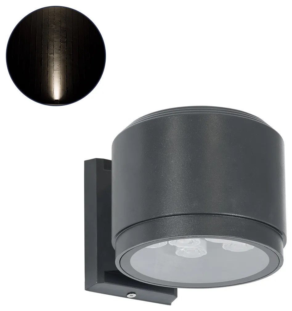 GloboStar WALLLIGHT-GONA 90484 Φωτιστικό Τοίχου - Απλίκα LED 24W 2280lm 5° DC 24V Αδιάβροχο IP67 Μ13 x Π16.5 x Υ5cm Φυσικό Λευκό 4500K - Γκρι Ανθρακί - 3 Years Warranty - 90484