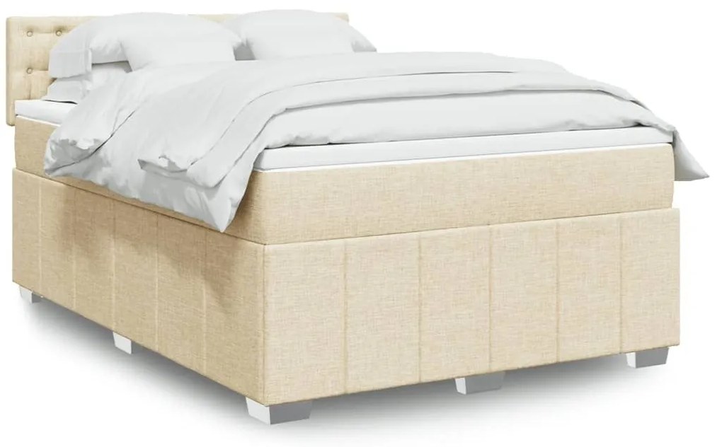 ΚΡΕΒΑΤΙ BOXSPRING ΜΕ ΣΤΡΩΜΑ ΚΡΕΜ 140X200 ΕΚ. ΥΦΑΣΜΑΤΙΝΟ 3289410