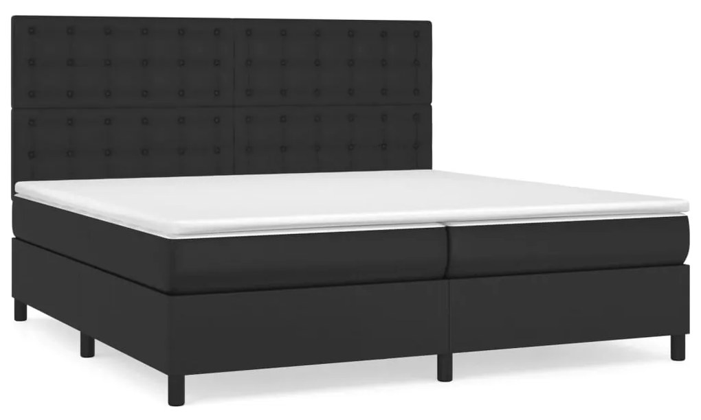 vidaXL Κρεβάτι Boxspring με Στρώμα Μαύρο 200x200 εκ. Συνθετικό Δέρμα