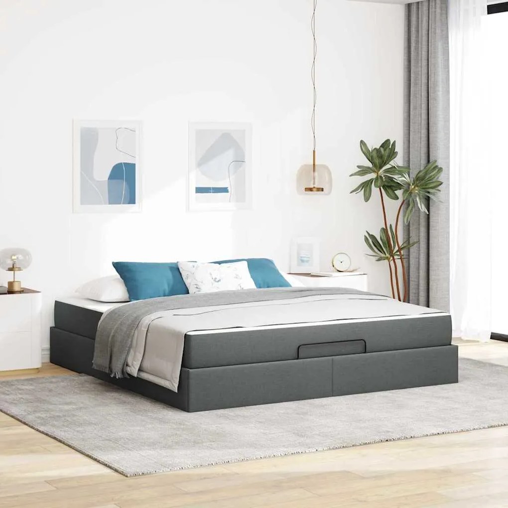 vidaXL Σκελετός Κρεβατιού Άλλο Σκούρο γκρι 180 x 200 cm ύφασμα