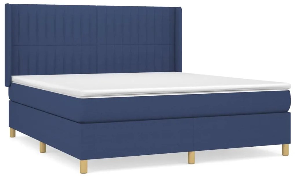 vidaXL Κρεβάτι Boxspring με Στρώμα Μπλε 180x200 εκ. Υφασμάτινο