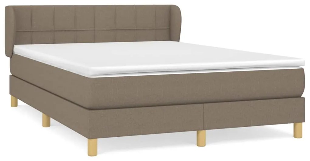 Κρεβάτι Boxspring με Στρώμα Taupe 140x200 εκ. Υφασμάτινο - Μπεζ-Γκρι