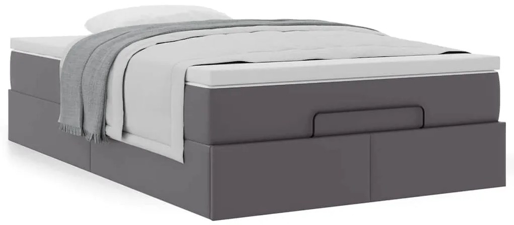 vidaXL Οθωμανικό κρεβάτι με στρώμα Γκρι 120x200cm Faux Leather