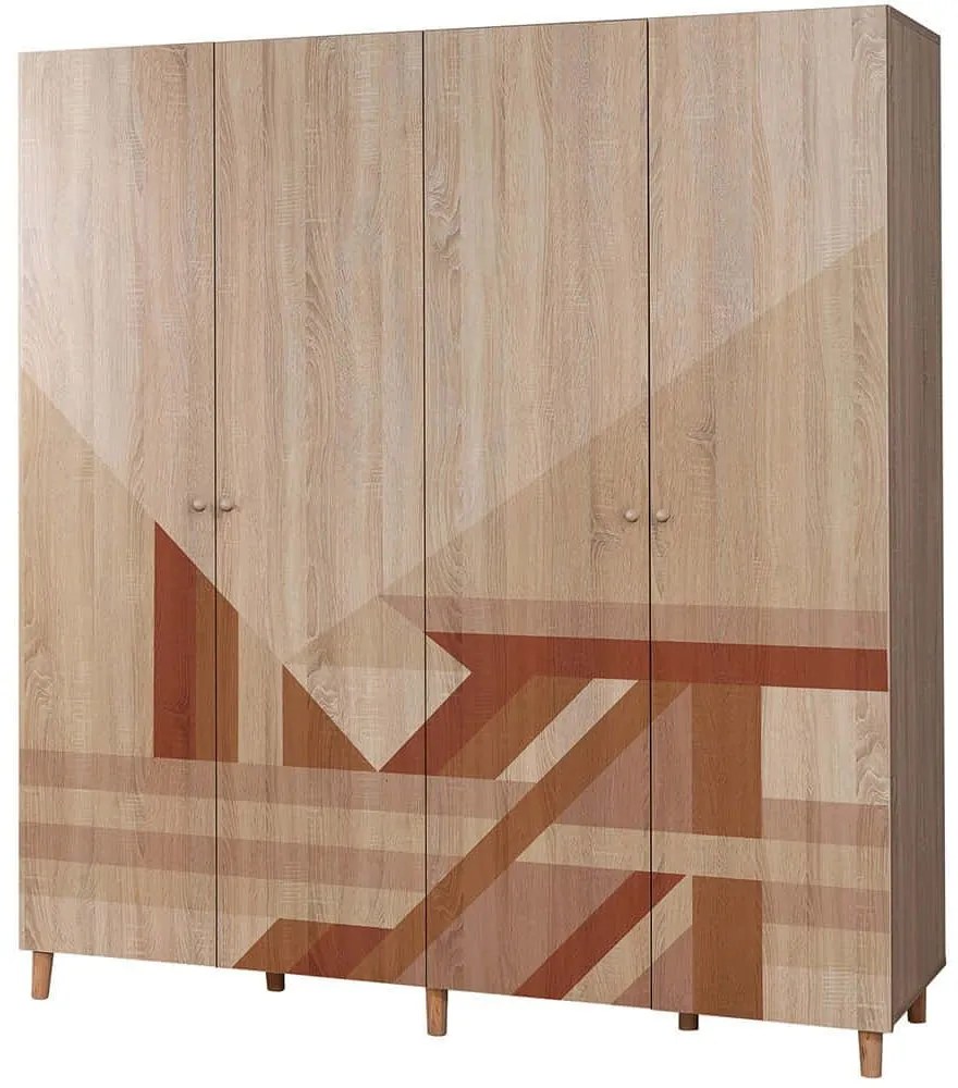 Ντουλάπα Τετράφυλλη Loni 869VEL8689 180x52x192cm Multi Four Door