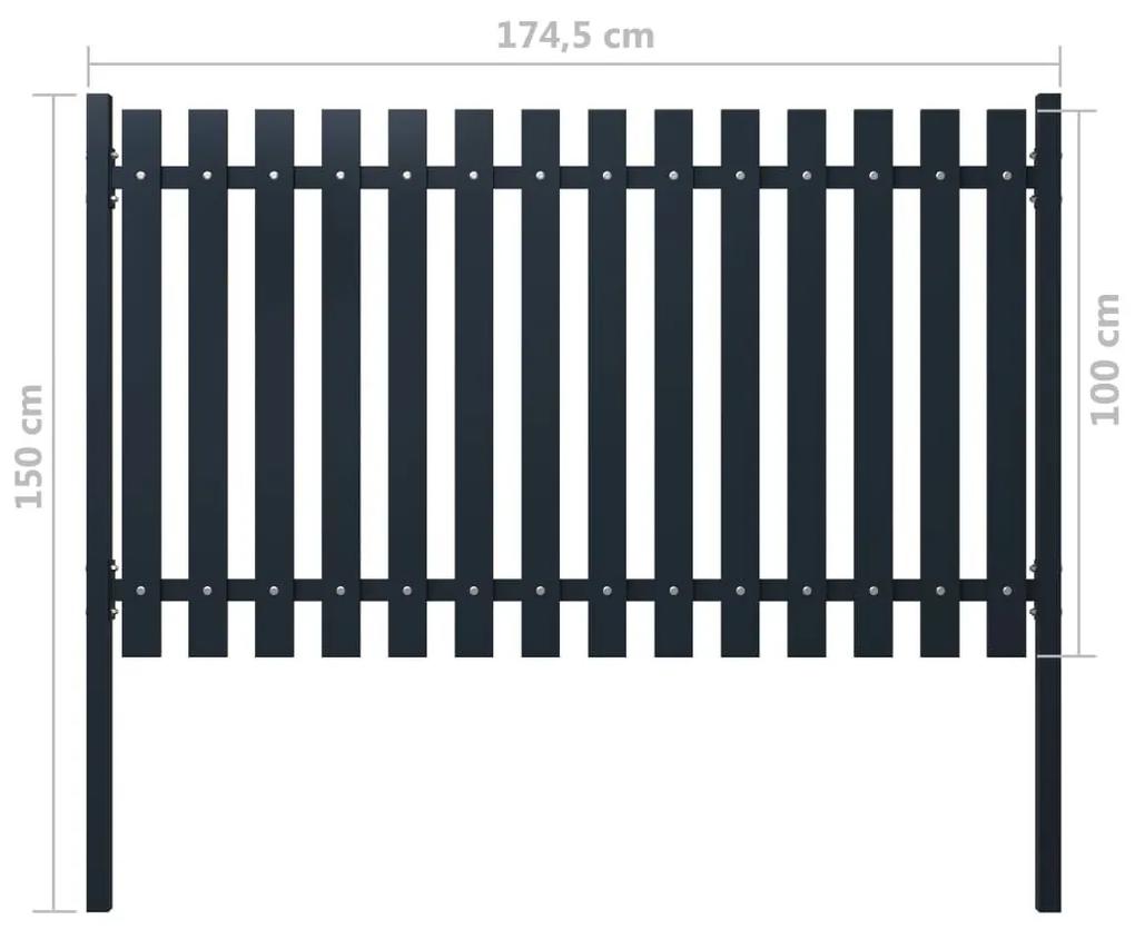 Πάνελ Περίφραξης Ανθρακί 174,5x100 εκ. Ατσάλι με Βαφή Πούδρας - Ανθρακί