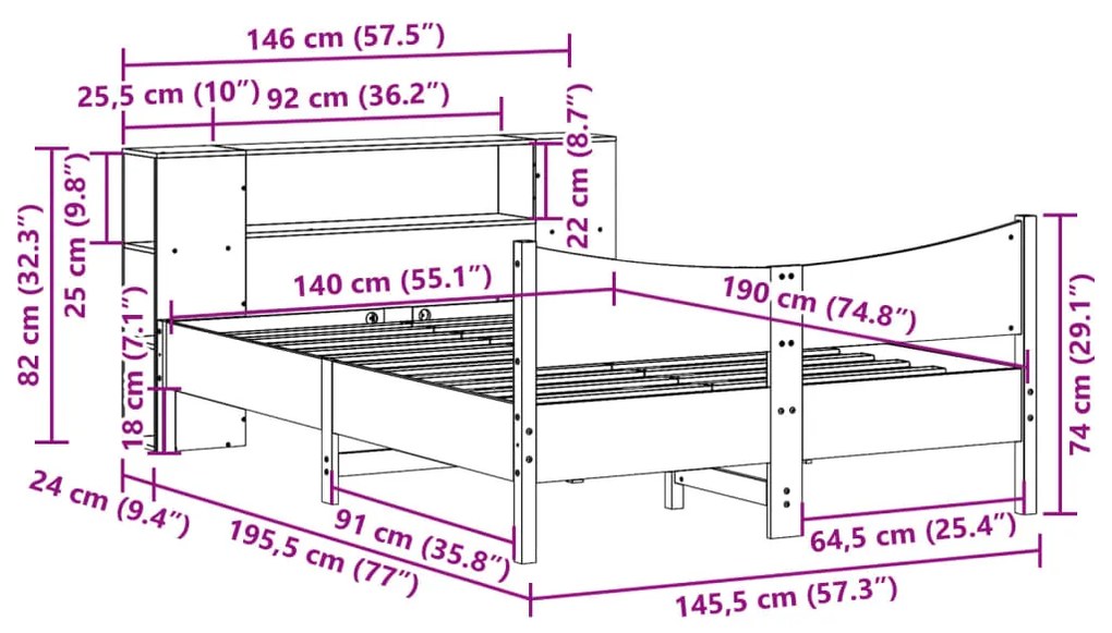 ΣΚΕΛΕΤΟΣ ΚΡΕΒΑΤΙΟΥ ΧΩΡΙΣ ΣΤΡΩΜΑ ΚΑΦΕ 140X190 ΜΑΣΙΦ ΞΥΛΟ ΠΕΥΚΟΥ 3323307