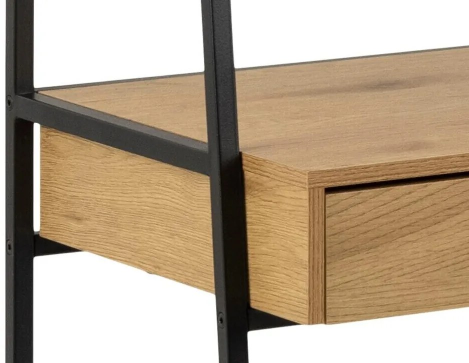 Τραπέζι γραφείου Oakland H166, Με συρτάρια, 71x77x36cm, Μαύρο, Άγρια δρυς