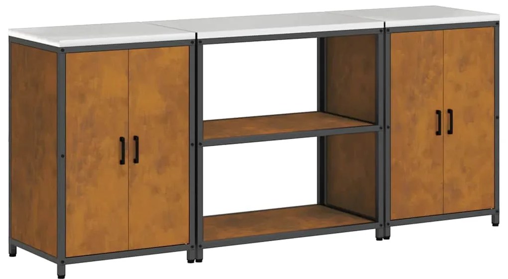 vidaXL Σετ Αποθήκευσης Κουζίνας με ράφι με αποθήκευση 3 pcs Σκ rusty