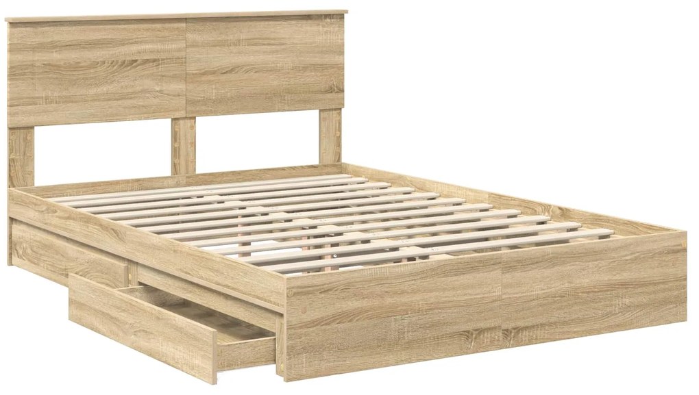 vidaXL Κρεβάτι Αποθήκης Δρύς Sonoma 150 x 200 cm Επεξεργασμένο ξύλο