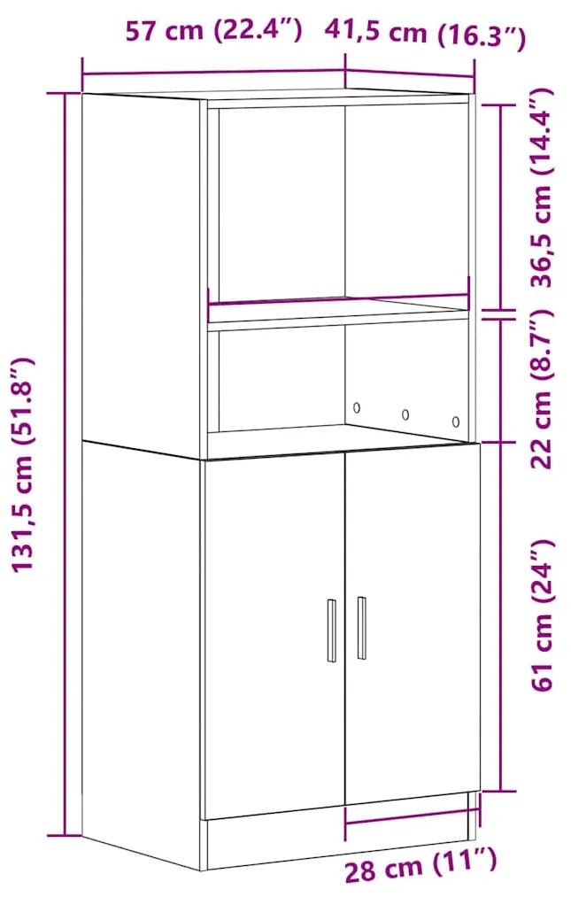 Ντουλάπι κουζίνας σκυρόδεμα γκρι 57x41,5x131,5 cm - Γκρι