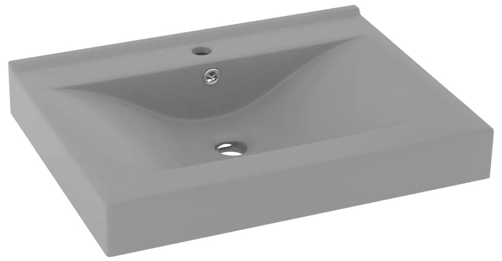 vidaXL Νιπτήρας με Οπή Βρύσης Ανοιχτό Γκρι Ματ 60 x 46 εκ. Κεραμικός