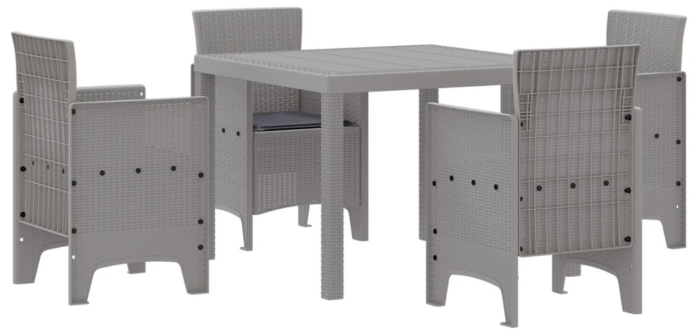 vidaXL Σετ Τραπεζαρίας Κήπου 5 pcs Ανοιχτό γκρι Ρατάν πολυαιθυλενίου