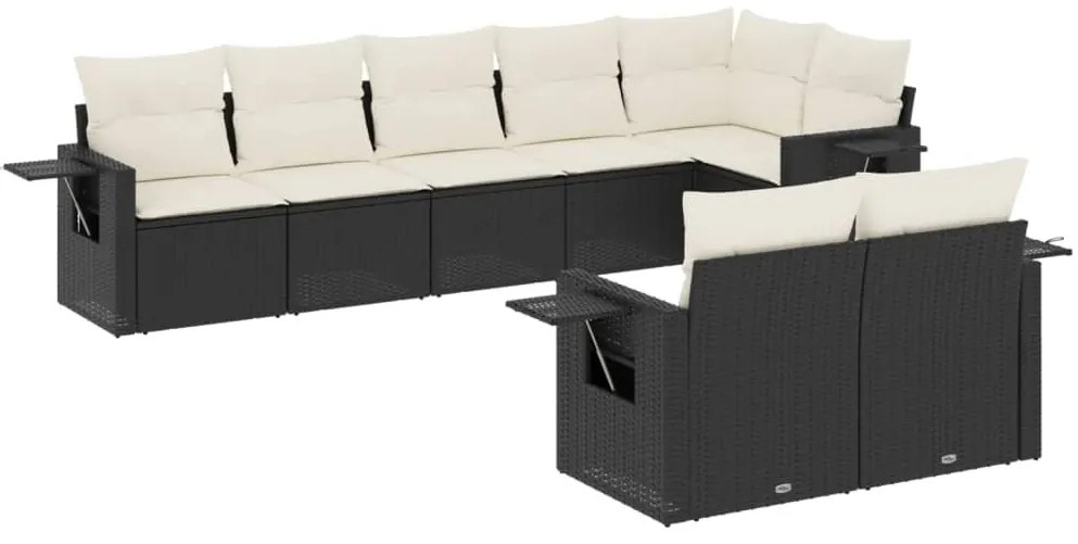 vidaXL Σαλόνι Κήπου 8 Τεμαχίων Μαύρο από Συνθετικό Ρατάν με Μαξιλάρια